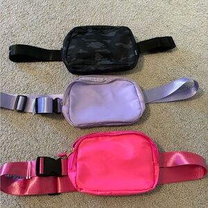 3 Brand New Crossbody Bags, Pink, Purple and Black Camo